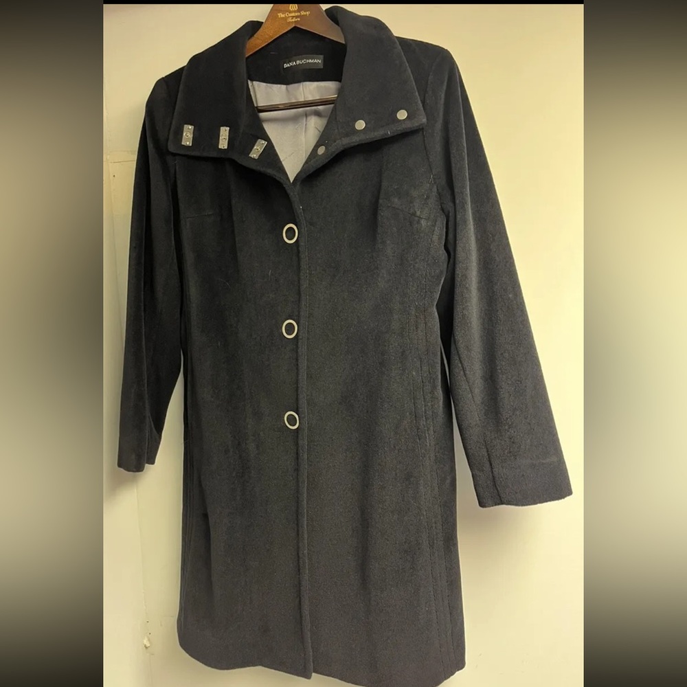 BRAND NEW DANA BUCHMAN JACKET COAT BLACK SIZE 12 WOMENS ANGORA WOOL LONG